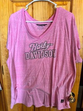 Harley-Davidson Women's Heather Pink V-Neck Logo Tee